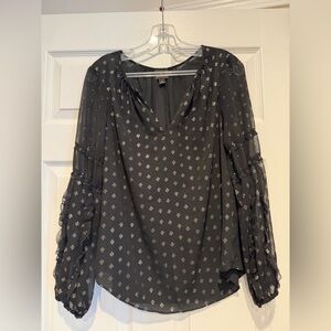 Worthington Black Blouse with Metallic Dot Print